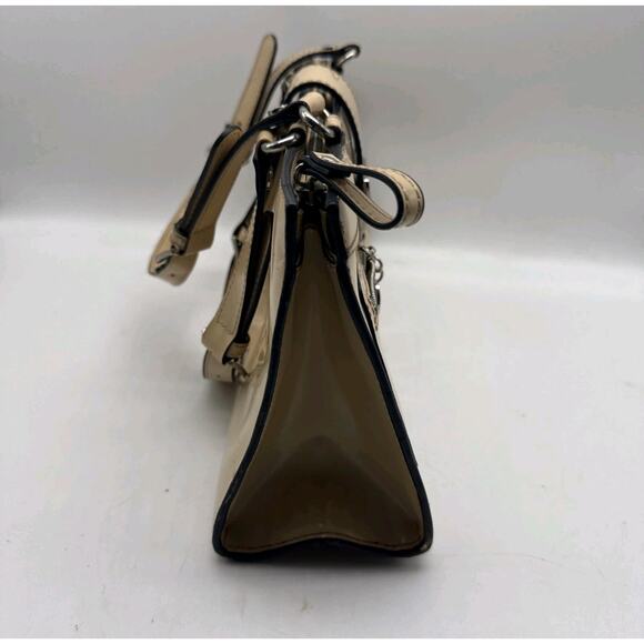 Guess Vintage Purse Handbag Tan Vegan Leather Top Handle Buckle Baguette Y2K - Picture 5 of 11